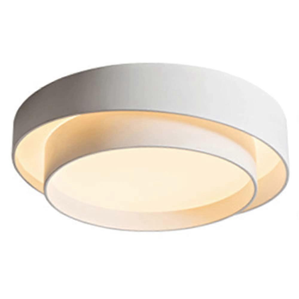 LED Ceiling Light Circular Double Layer Flat, Postmodern Industrial Recessed Canopy Lamp, Ironwork Flush Fixture 15.7In