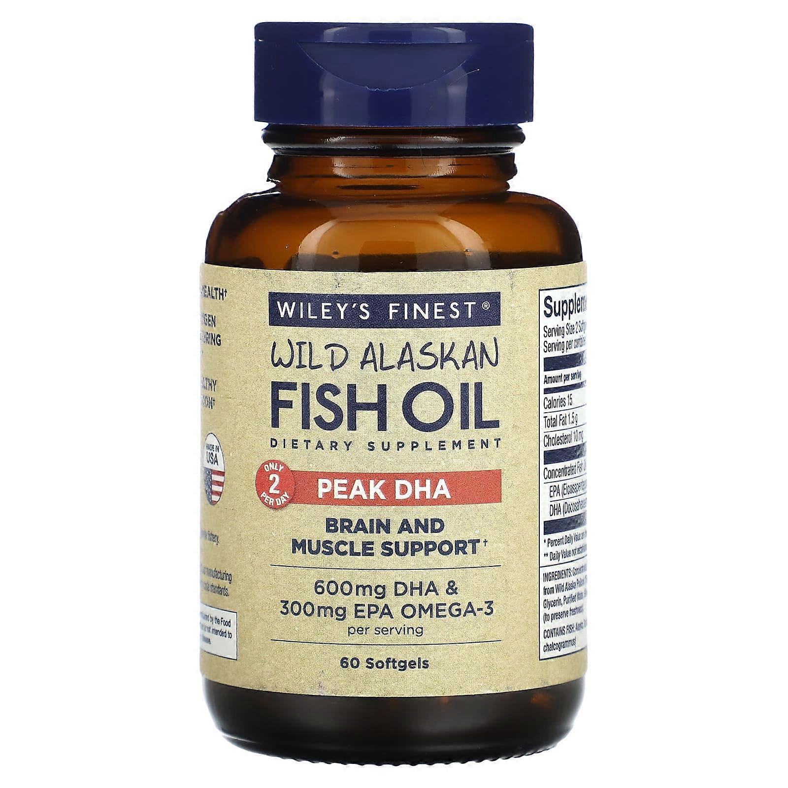 Wild Alaskan Fish Oil, Peak DHA, 60 Softgels
