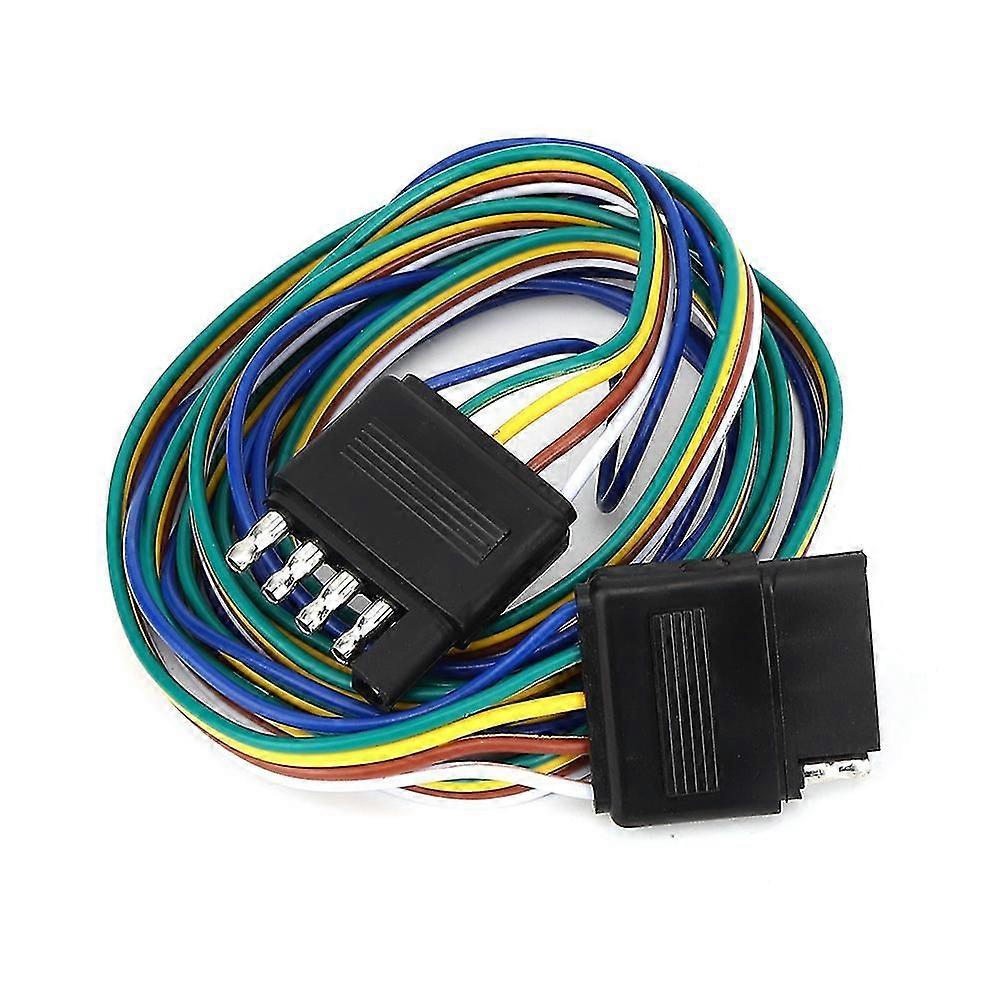 5-Pin Flat Connector Plug 72in Color Coded Wires Wiring Harness Extension US Type compatible with RV Trailer
