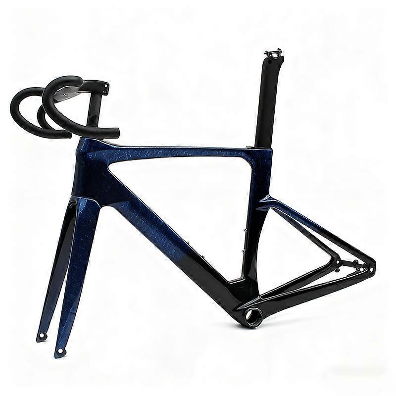 Blue Carbon Gravel Bike Frame Road Thru Axle Frameset 51cm With A Handlebar