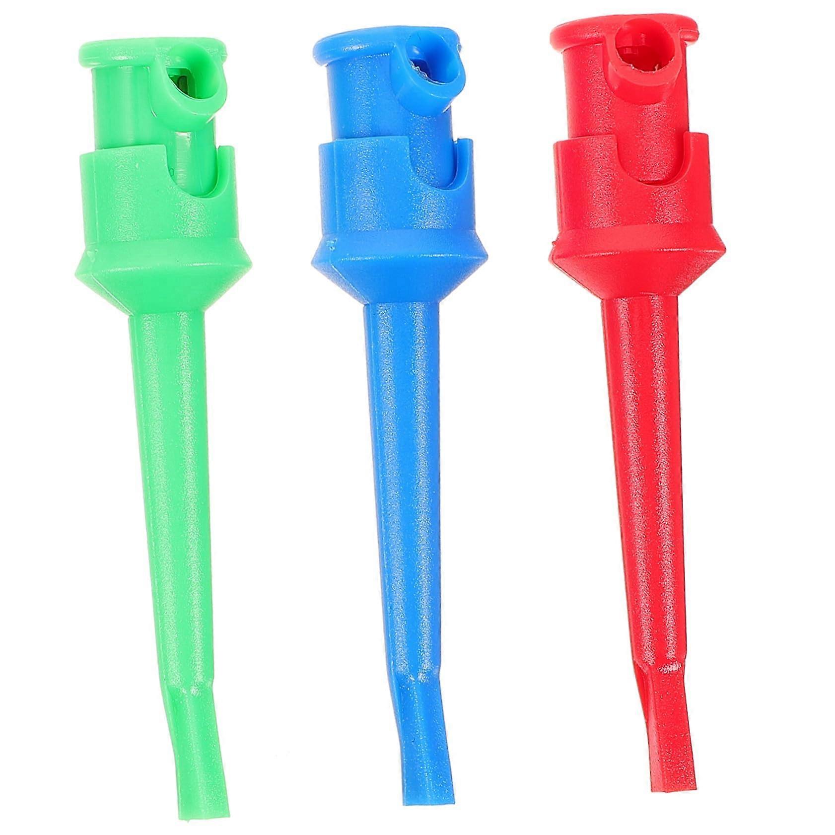 3pcs Flexible Test Hook Clips SpringLoaded Mini Grabber Probes With Insulated Covers For Multimeter Testing