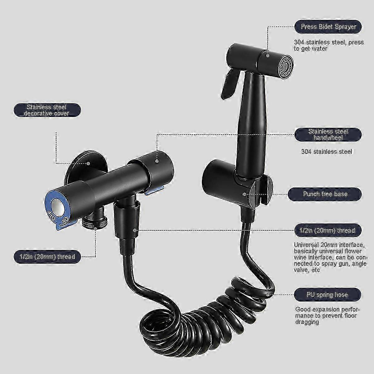 Pomme de douche portative Douche WC Bidet Pulvérisateur Jet de lavage pour bidets Fixation