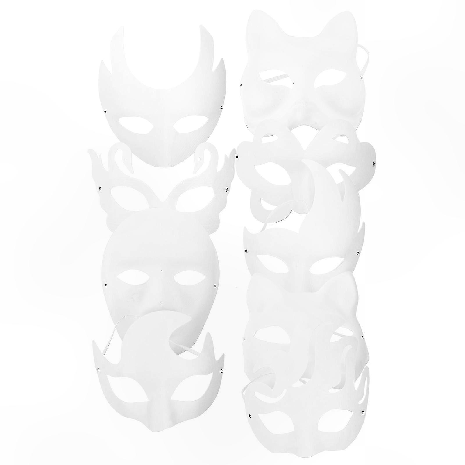 DIY Art Class Mask Set - 9 Pieces Hand-Painted Paper Pulp Masks for Crafting Projects & Creative Events