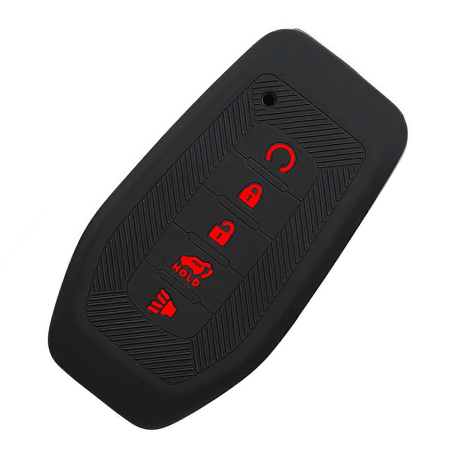 Non Slip Automotive Key Fob Case With Textured Exterior 5 Button Compatibility Easy Clean Material  Black and red