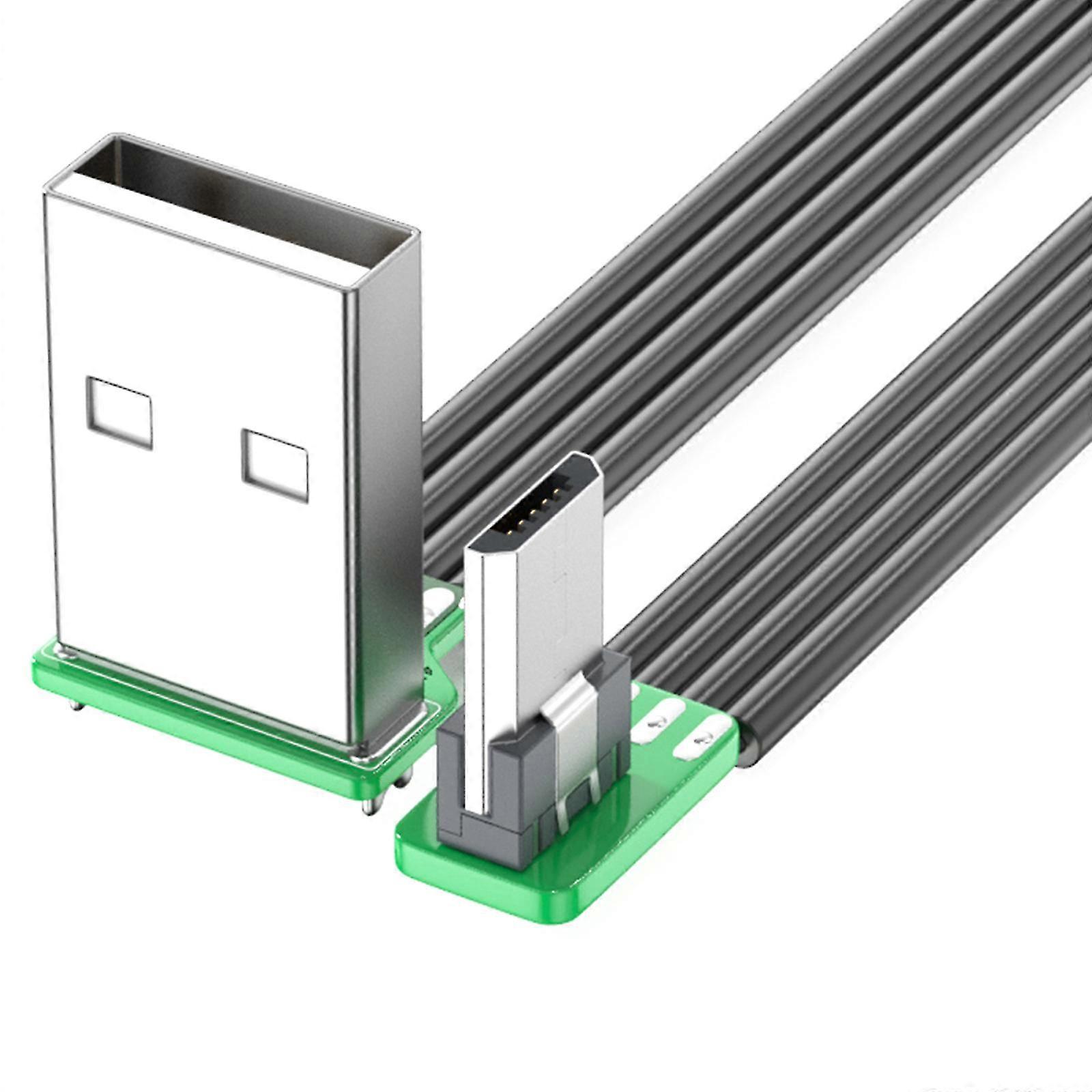 Cabo de carregamento USB para Micro USB, compacto, para smartphones, suporta alimentação de 5V 2A e transferência de dados de 480 Mbps.