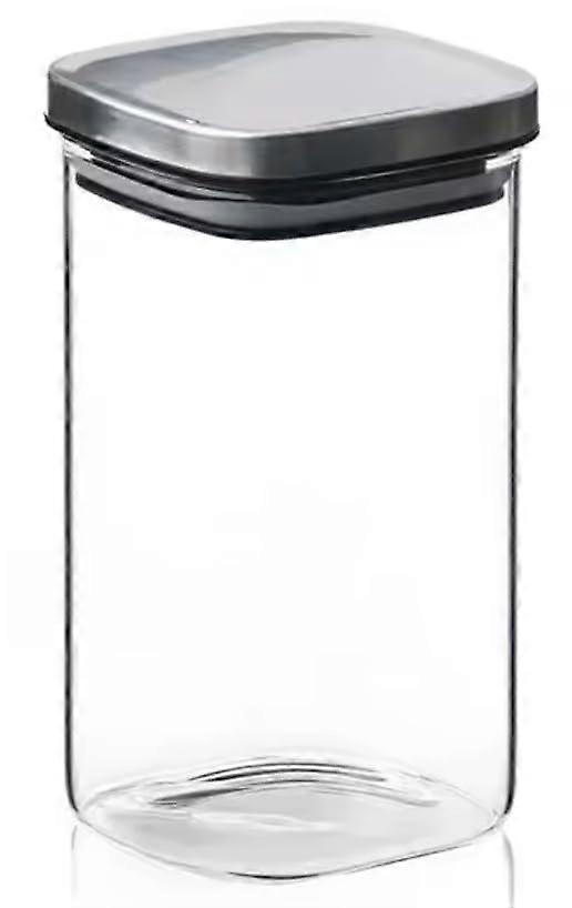 Glass Storage Jar With Airtight Metal Lid, 1500ml Borosilicate Glass, Model 1