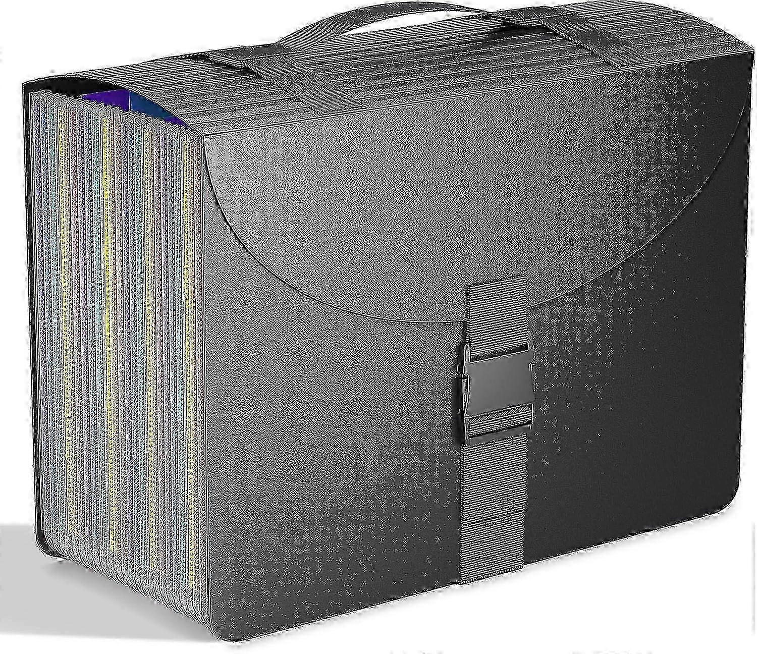 25-Pocket Expanding File Folder with Handle & Colorful Tabs - Durable Organizer for Documents, Papers, and Office Supplies