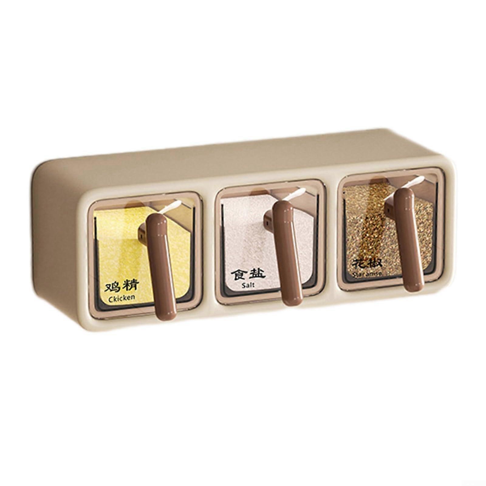 Sophisticated Spice Organizer Solution Brown 3Grid Spice Rack For Kitchen Cabinets And Countertops