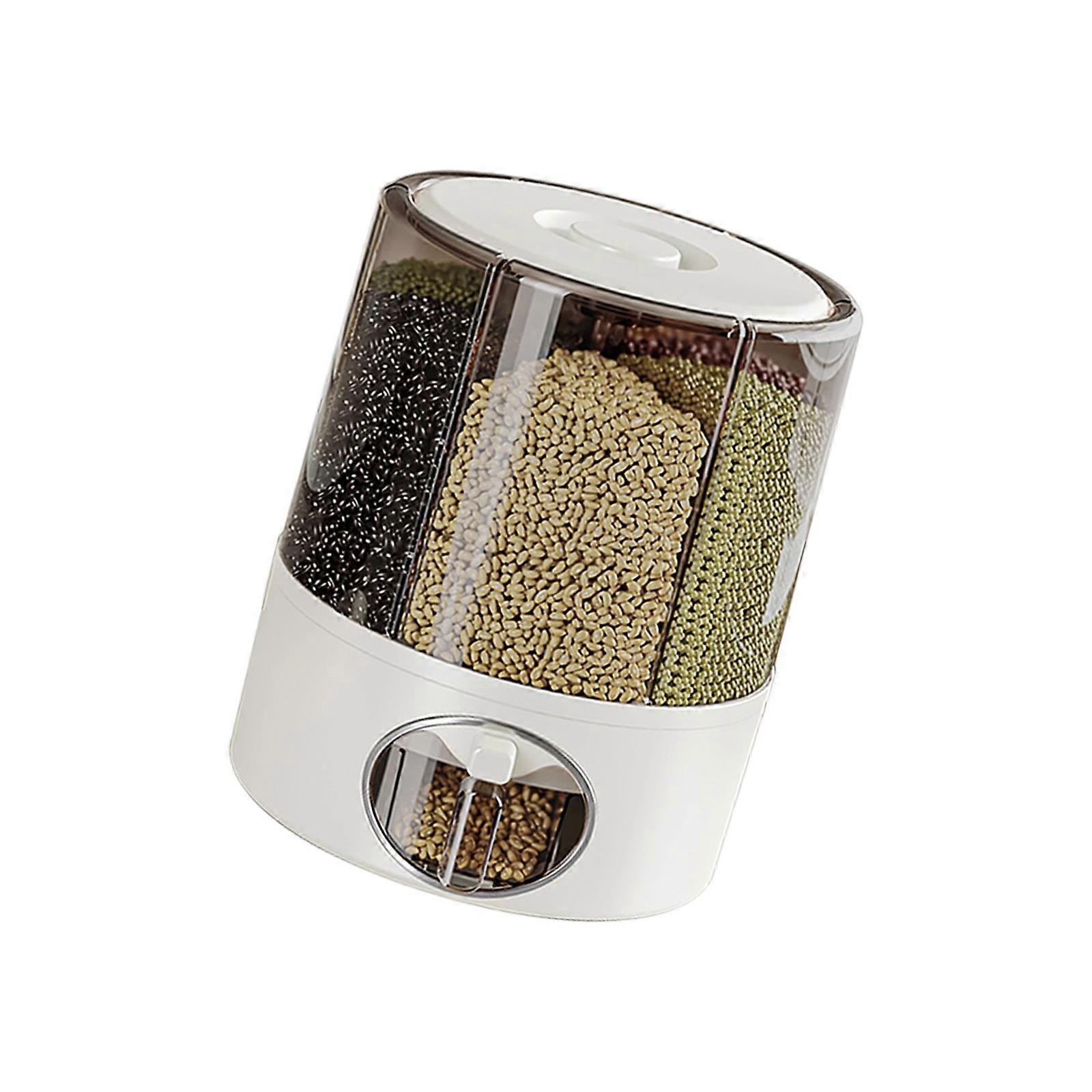 Clear Rotating Dry Food Container With Press Release Dispenser And Insect Proof Locking Lid For Home Use  High grade gray Mediu 1