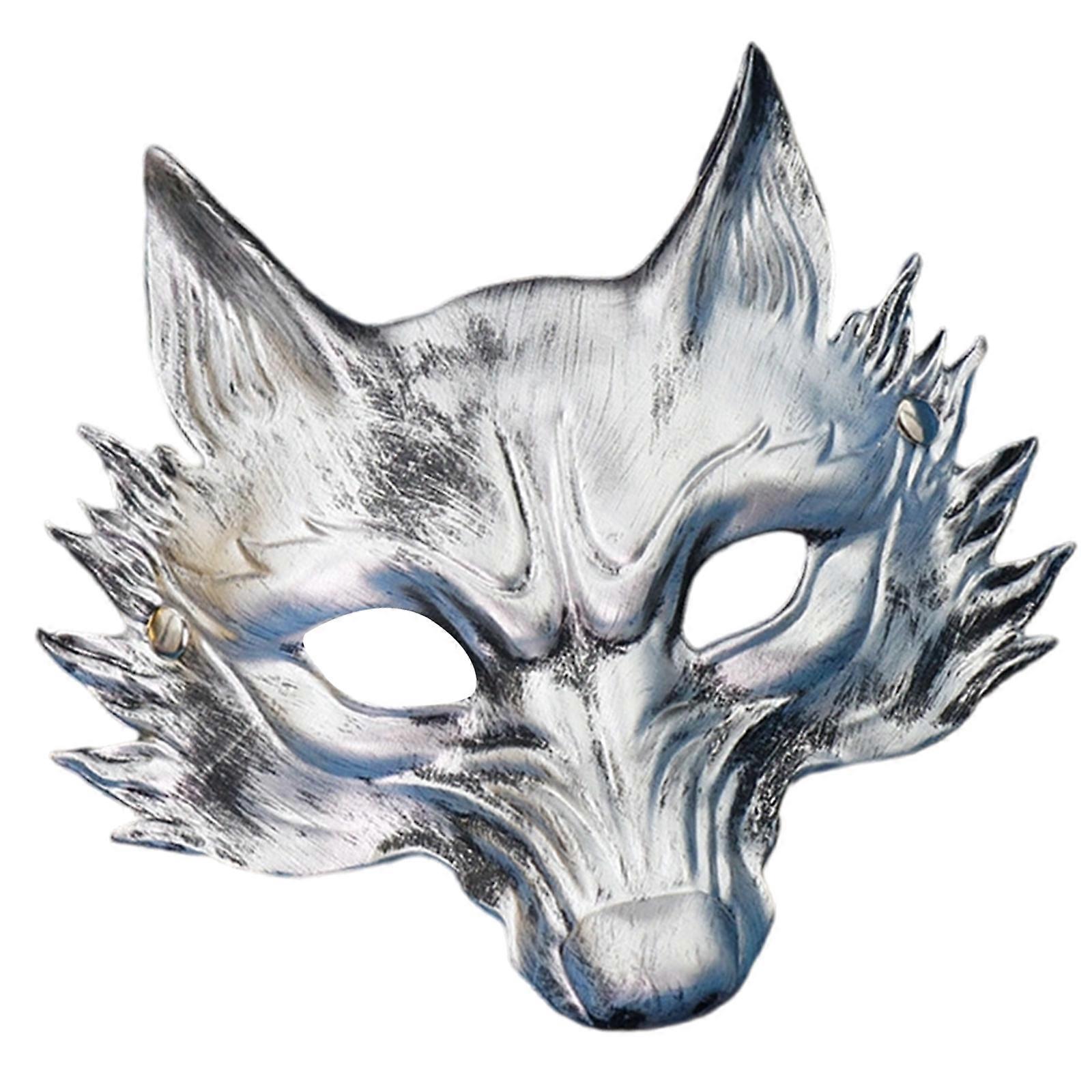 Lightweight Adjustable Half Face Mask For Men Practical PU Design Party Costume Role Play Accessory  Silver