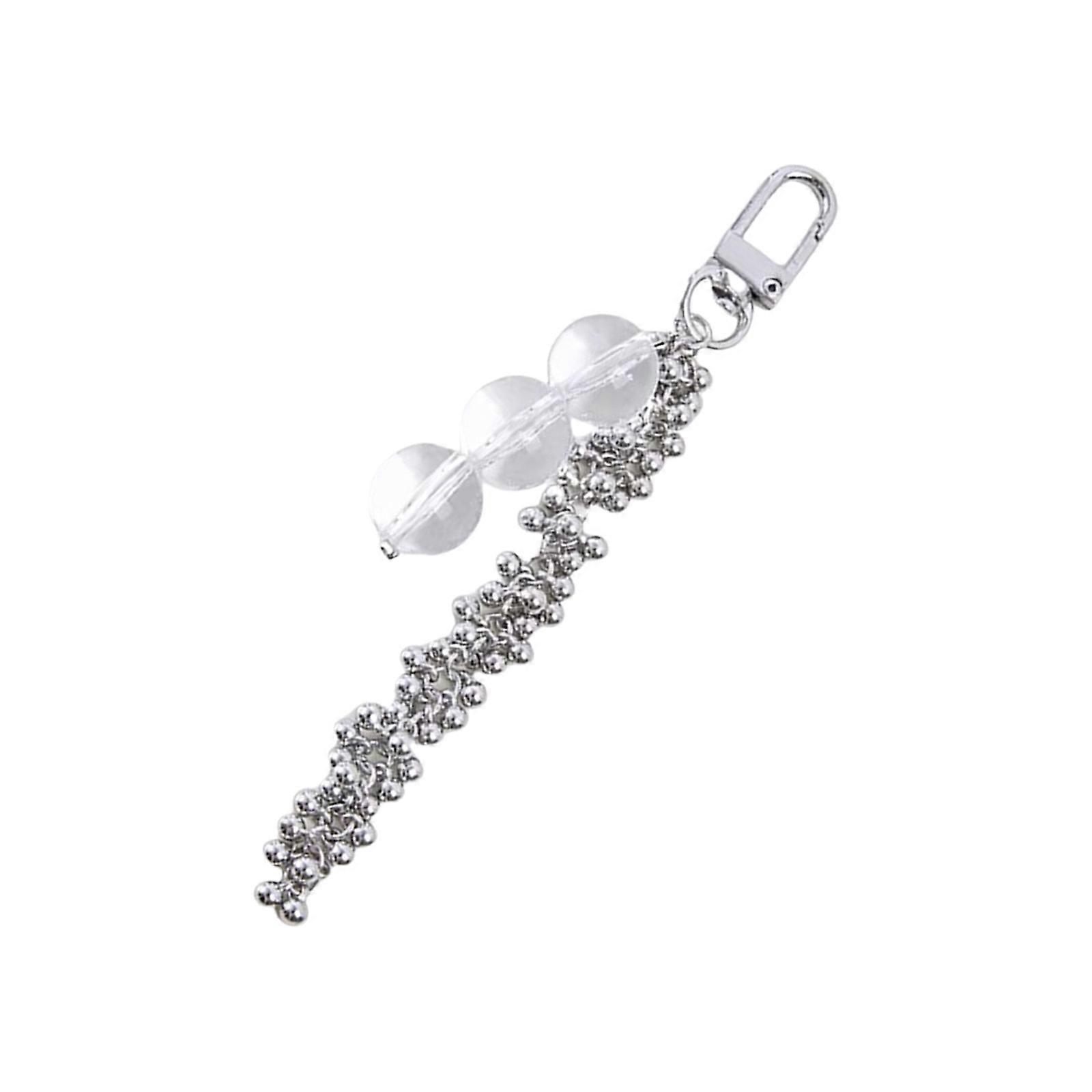 Acrylic Keychain Ornament Feature Tassels Detailing Multi Use Beaded Fringe Key Ring Lightweight Practical Jewelry Gift  Transparent