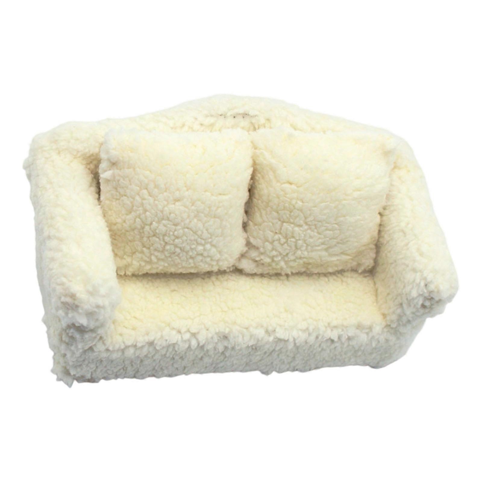 Soft Doll Sized Armchair And Pillow Set For tiny Scenarios Safe Not Toxic Fabric Wooden Base Multicolor