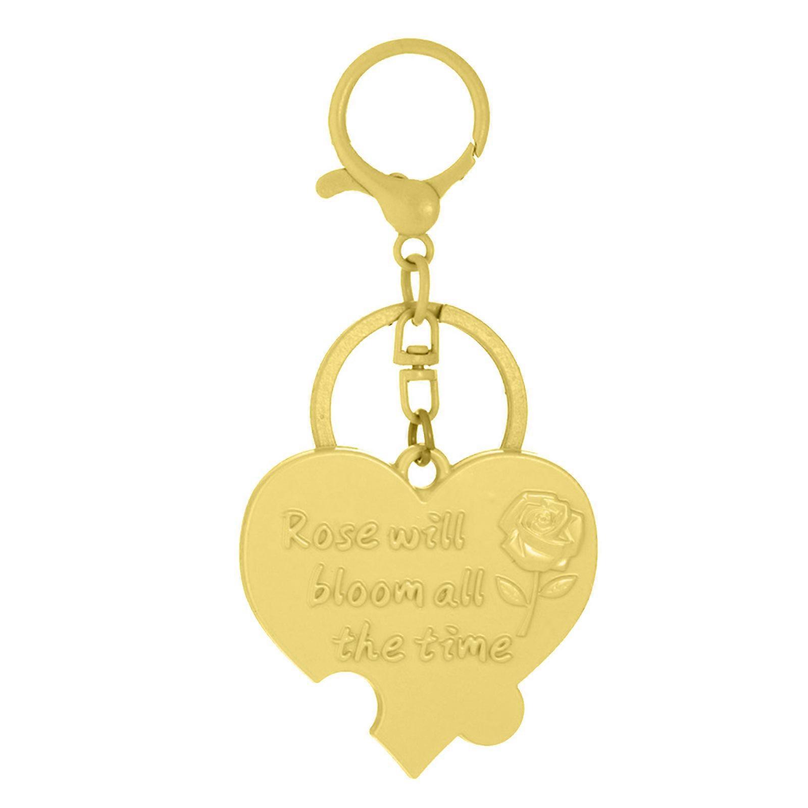Heart Shaped Alloy Keychain With Engraved Letters Everyday Carry Essential Heart Shaped Key Ring For Work And Leisure  Yellow