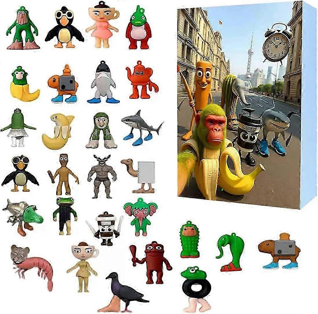 2025 Advent calendar tralalero tralala Silicone Advent Calendar, 24 Day Tung Tung Tung Sahur Figure Countdown Calendar Collection Decoration Gifts
