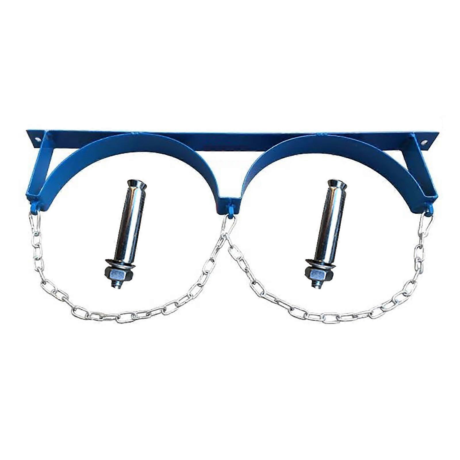 Gas Cylinder Holder Stand Wall Mount Bracket With Secure Chains For Oxygen Nitrogen Acetylene Bottles 2 Bottles 65 Cm