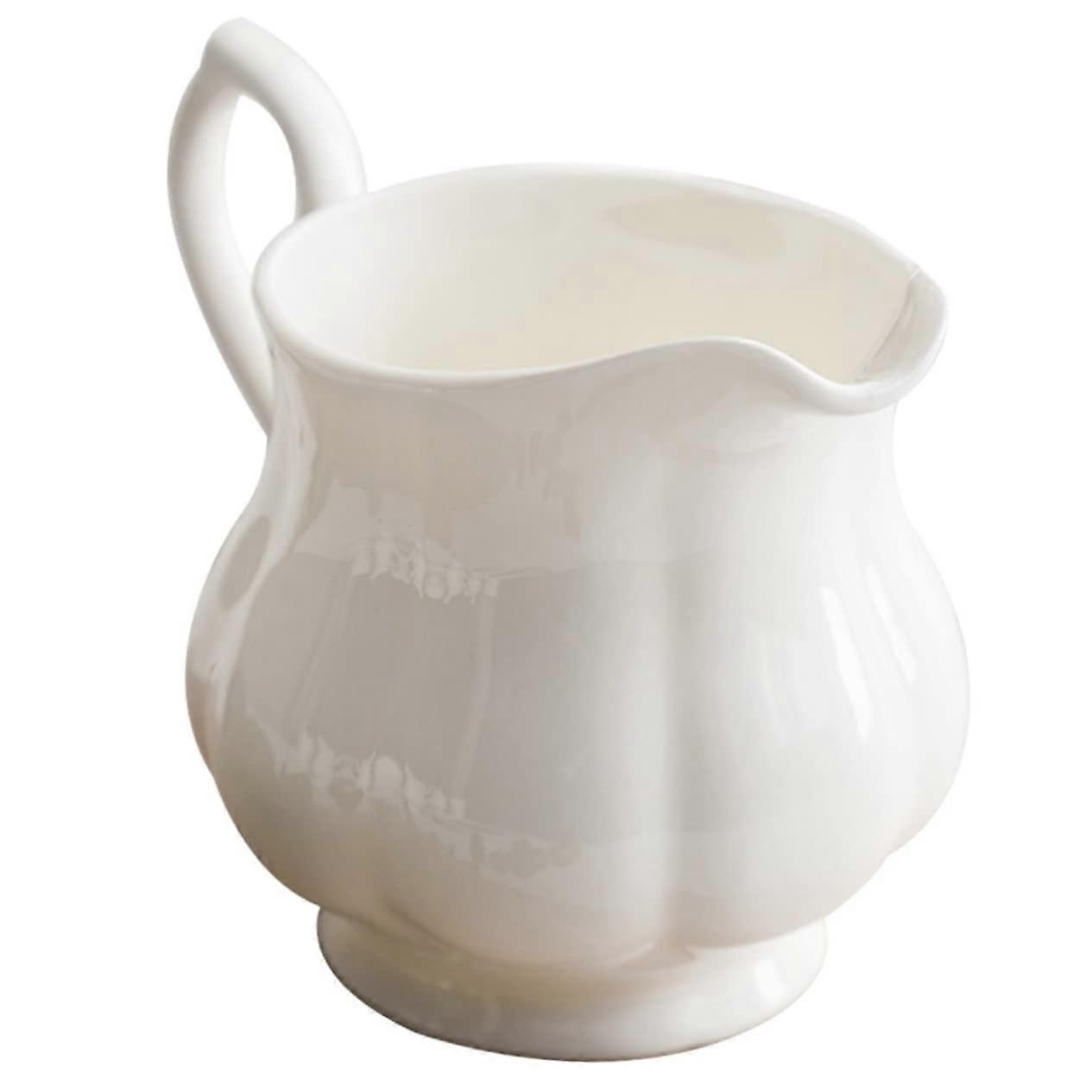Ceramic Milk Frothing Pitcher with Handle for Espresso, Coffee Creamer and Cold Drink Serving