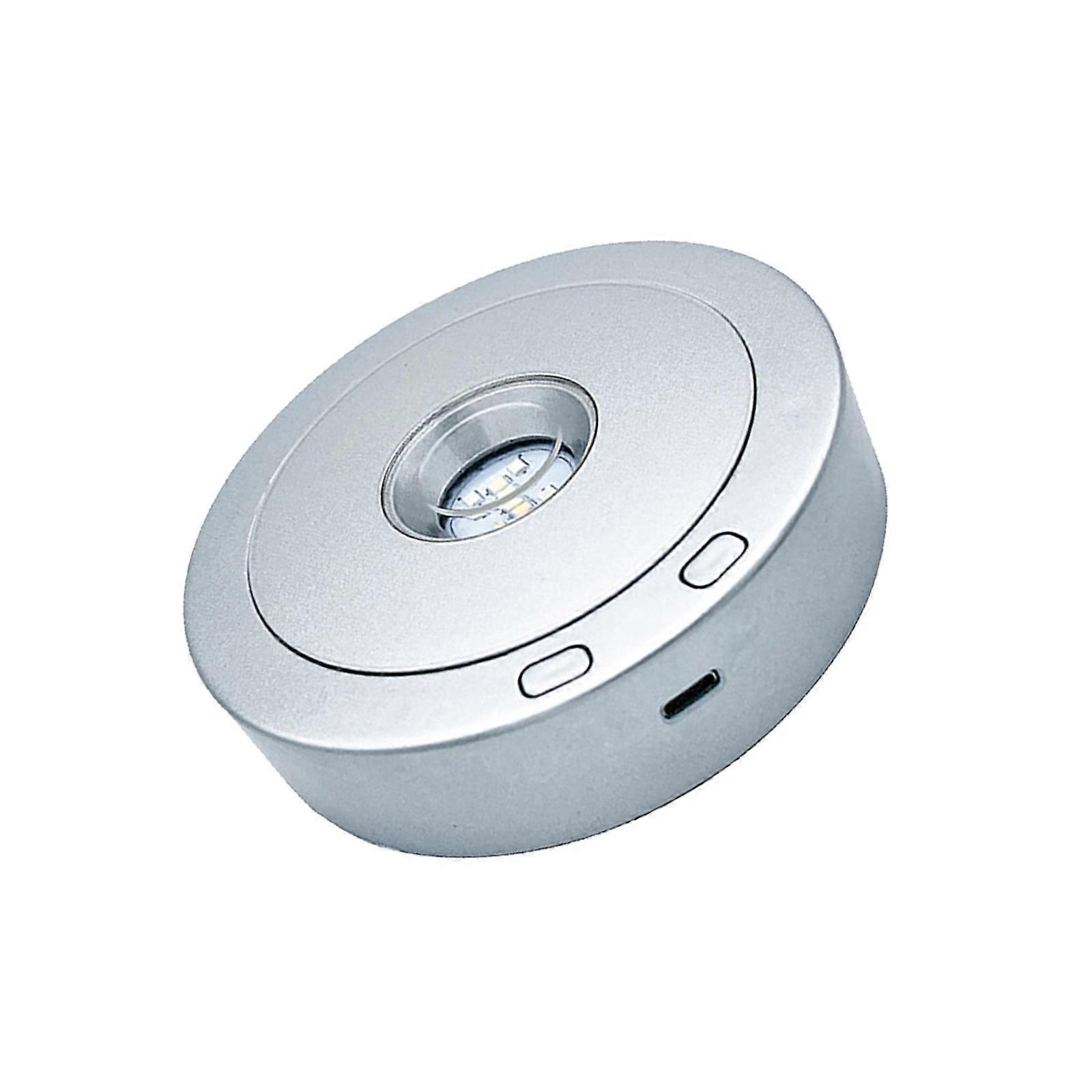 USB Rechargeable Crystal Display Stand 8 Lighting Effects 3 Speed Rotation Plastic Display Stand for Decorative Items  Silver