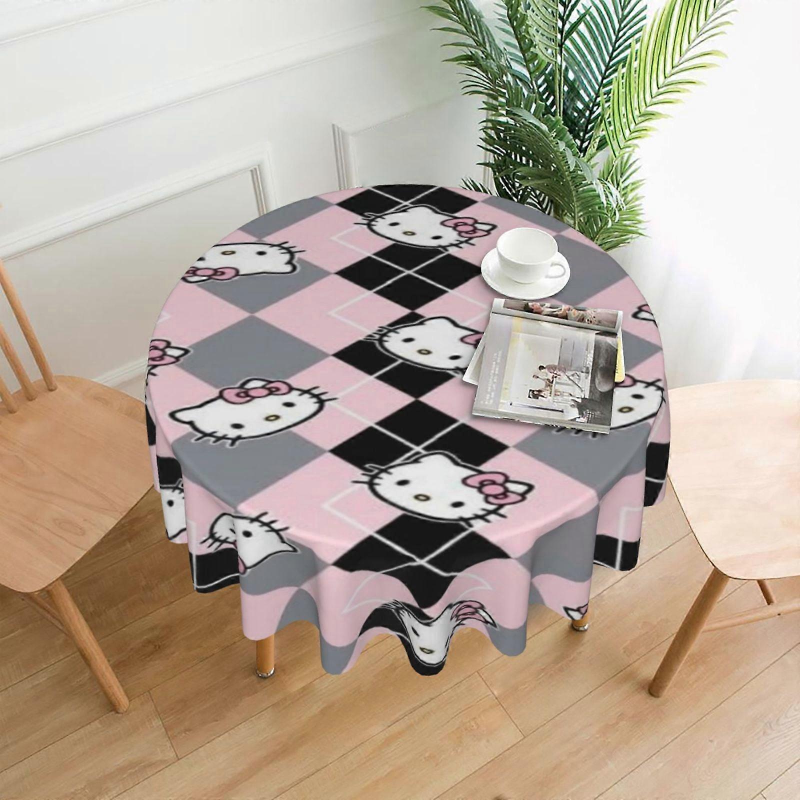 Hello Kitty Rectangular Tablecloth, Water Resistance Antiwrinkle Spillproof Soft Fabric, compatible with 60in Table