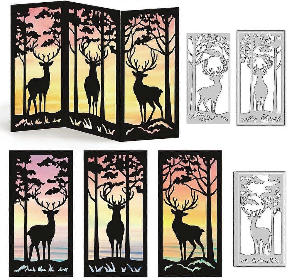 Forest Deer Frame Cutting Dies Card Making Die Stencil Metal Die Cuts Card Scrapbooking Embossing Template Dies for Greeting Cards Craft Album Invitat