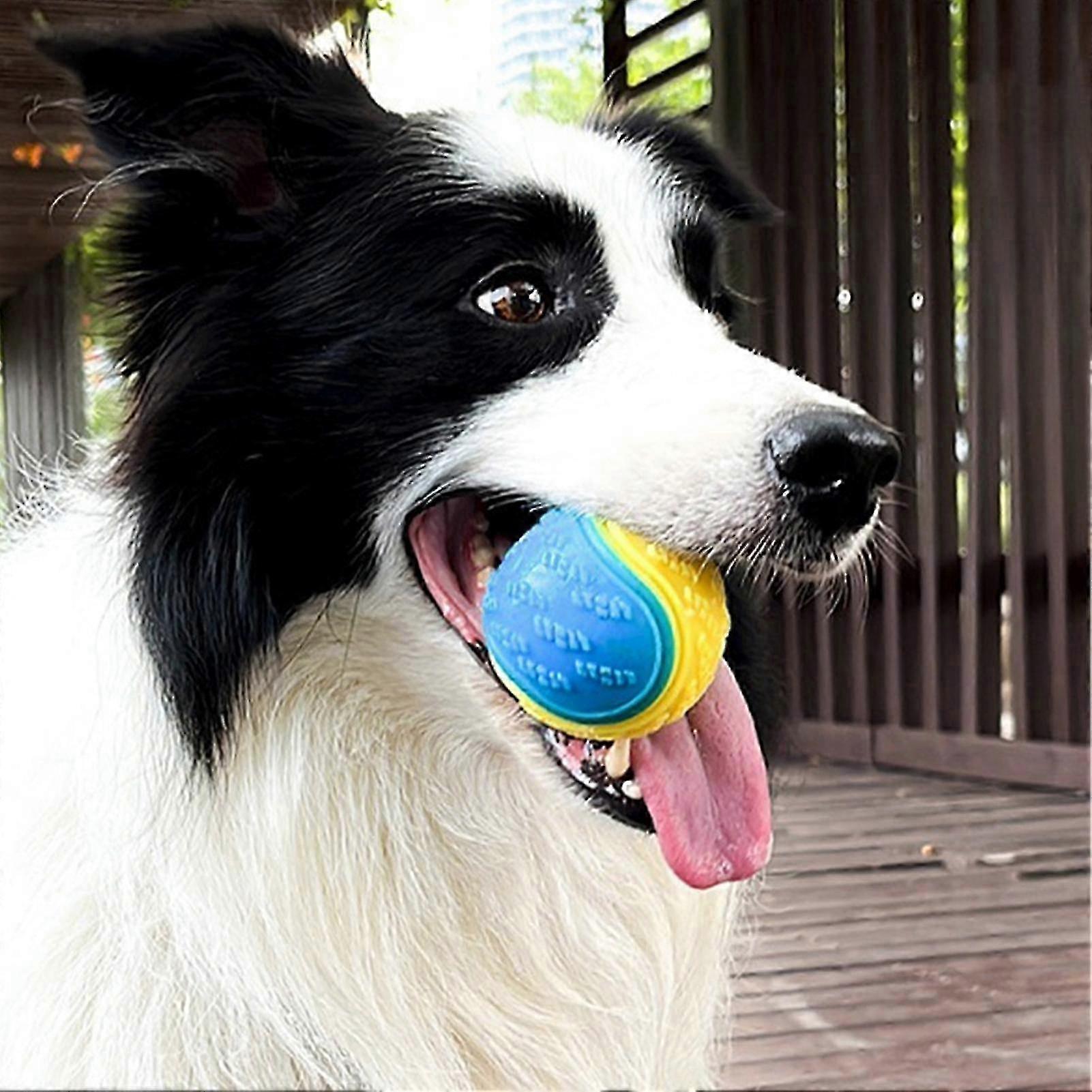 TPR Dog Chew Toy with Squeaker and Glow in The Dark Bite Resistant Ball Teeth