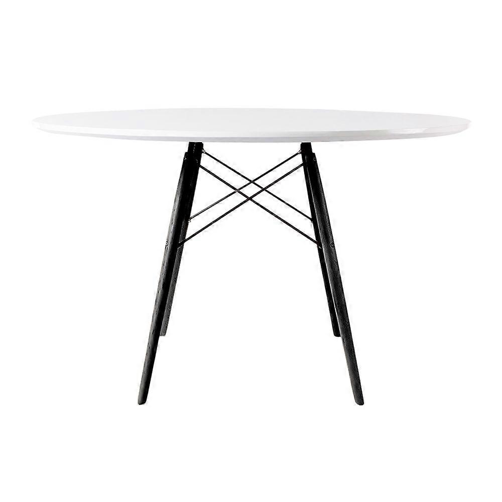 Fusion Living Soho Stort hvidt cirkulært spisebord med sorte træben