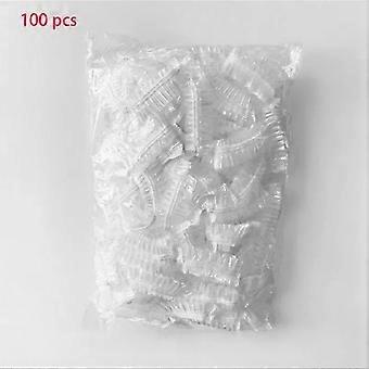 CNK 100pcs/set Women Disposable Plastic  Hair Cap Shower Waterproof Pink Spa Salon Hotel Hair Dye Elastic Shower Cap Bathroom