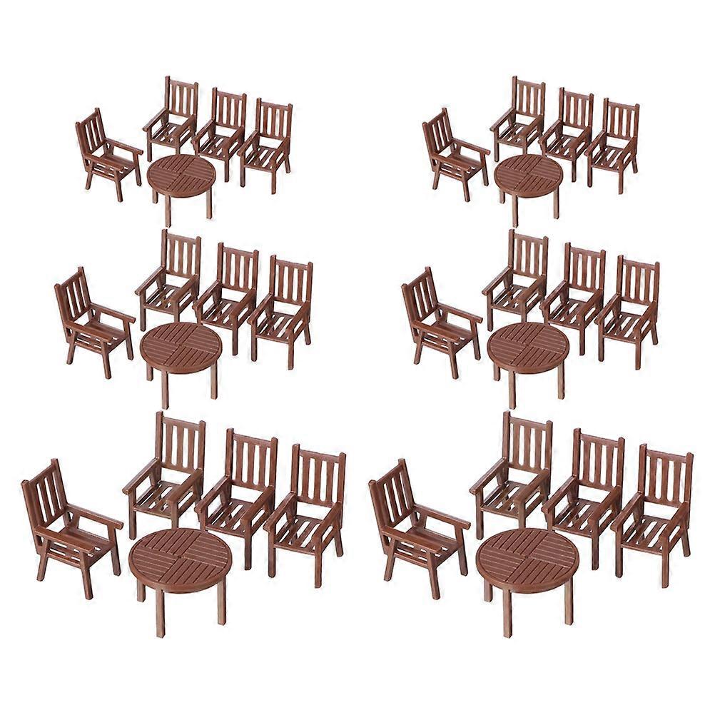Mini Dollhouse Dining Table and Chairs Set for Decor 6Sets Plastic