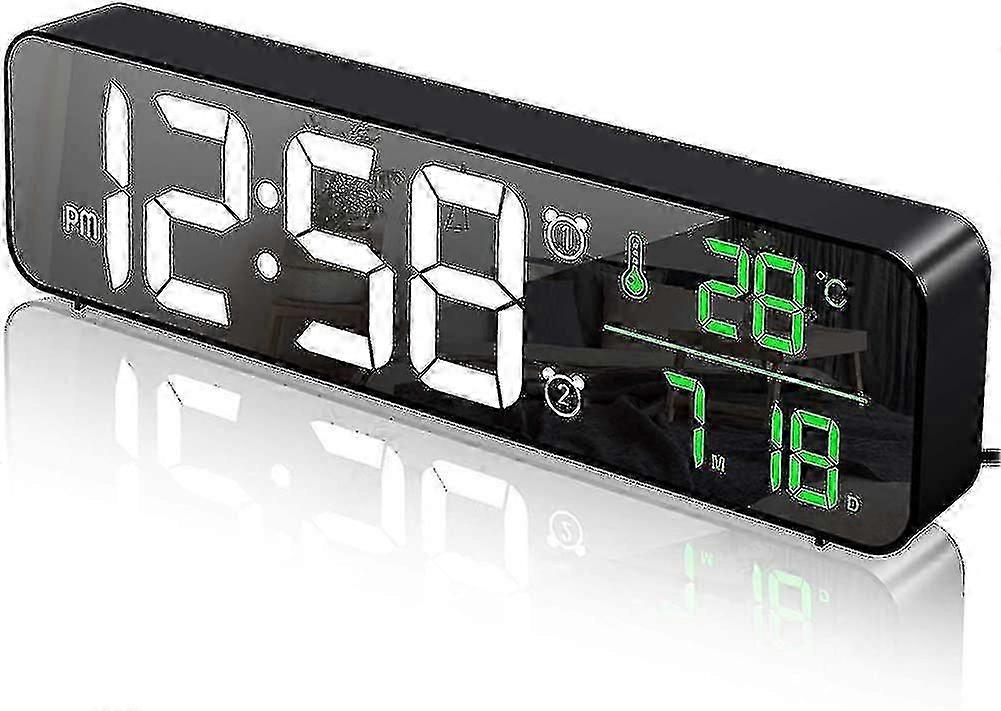 Digital Alarm Clock, Led Alarm Clock, Digital Mirror Wall Clock, Large DigitsGOOD