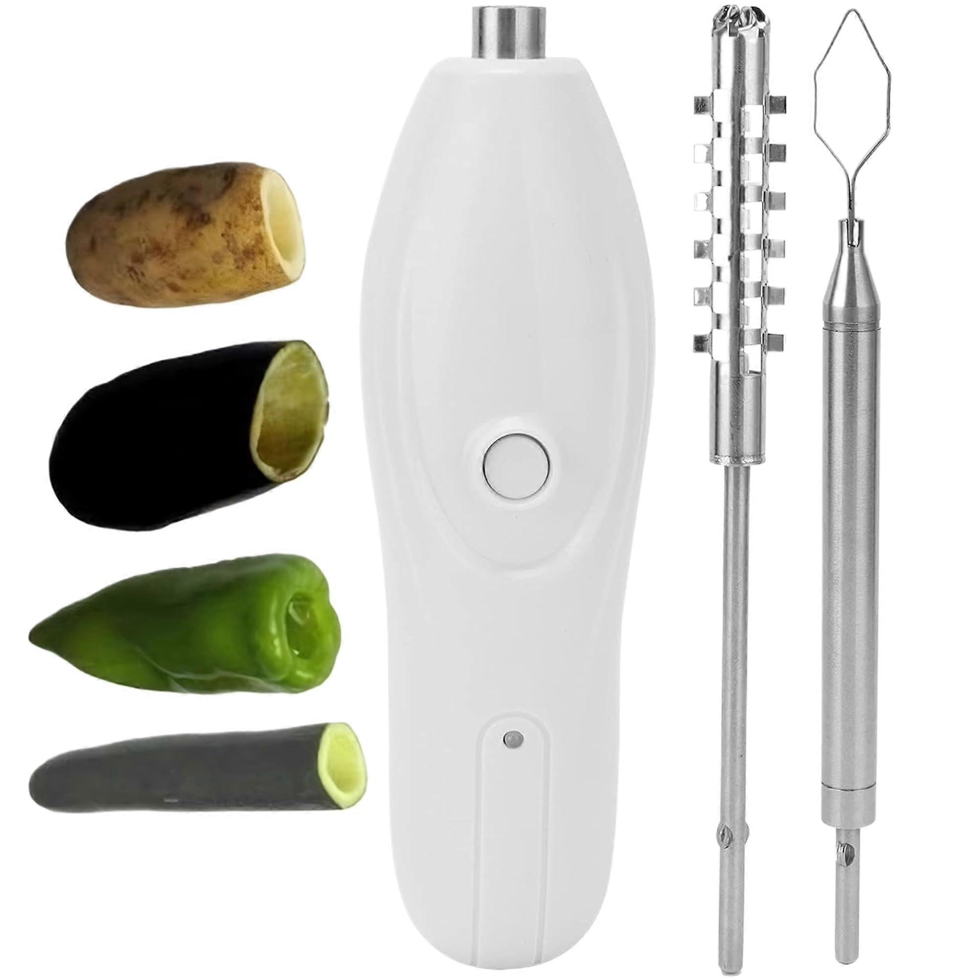 Electric Vegetable Corer with Dual Cutter Heads, Cordless Pepper Corer and Fish Scaler Tool