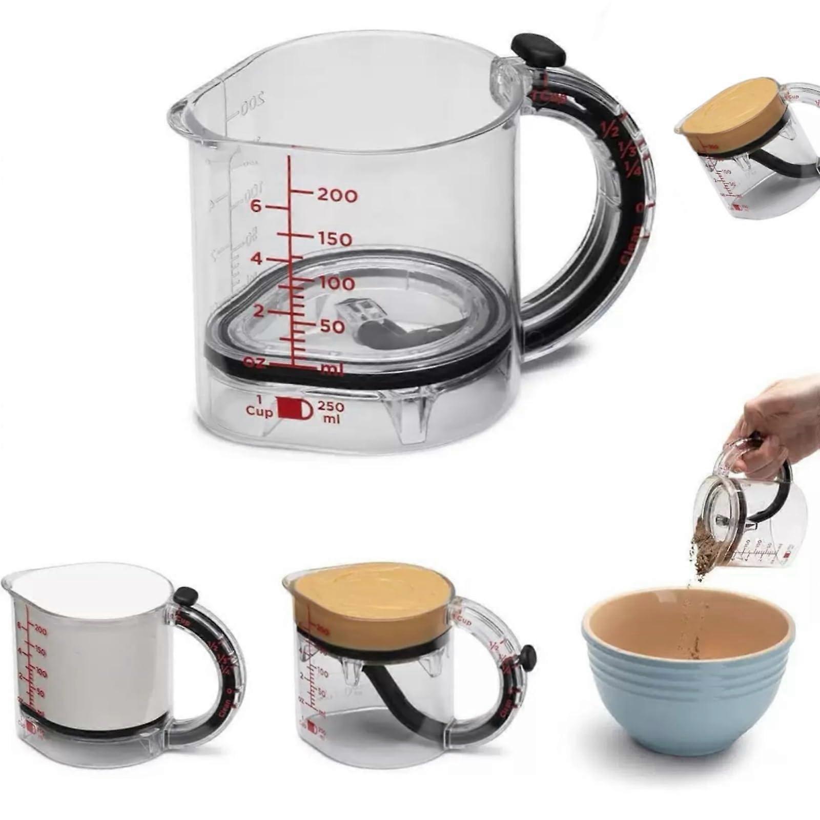 Adjustable Measuring Cup 4in1 Design with ScraperSealed Base for Baking and Cooking