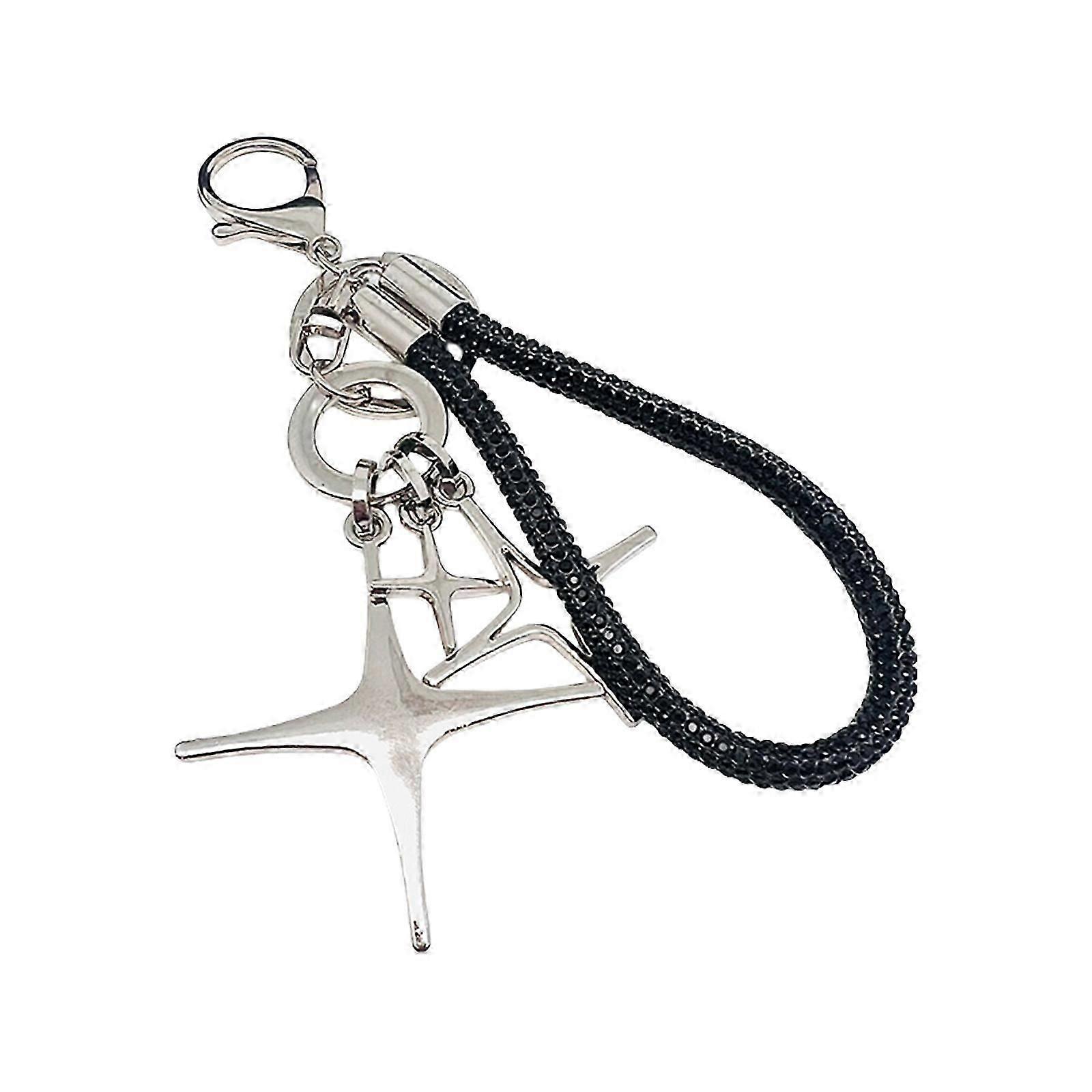 Elegant Star Charm Key Holder Featuring Sturdy Alloy and Stylish Rope Portable for Personalize Styles Accessories green blue