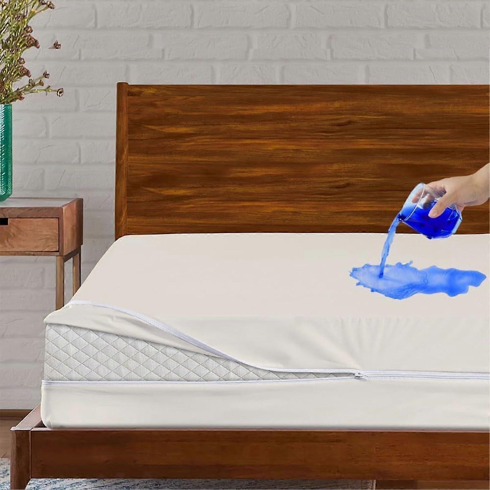 Waterproof Queen Mattress Protector with Zipper, Noiseless Breathable Encasement, Deep Pocket 15' Fit
