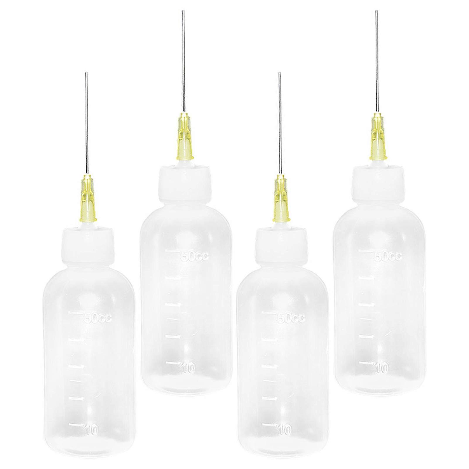 Precision Tip Glue Bottles for Wood Glue Application in 4Pcs Set White Plastic Iron