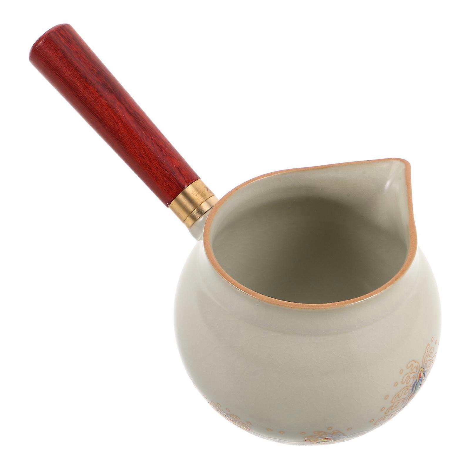 Wooden Side Handle Teapot for Home Use Ceramic Porcelain Multi Color