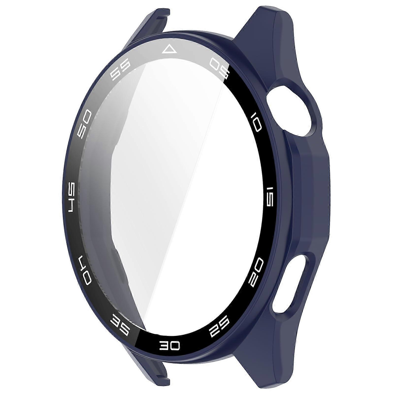 46mm Blue Smartwatch Screen Protector Case with Scratchproof Tempered Glass and Reinforced Edges