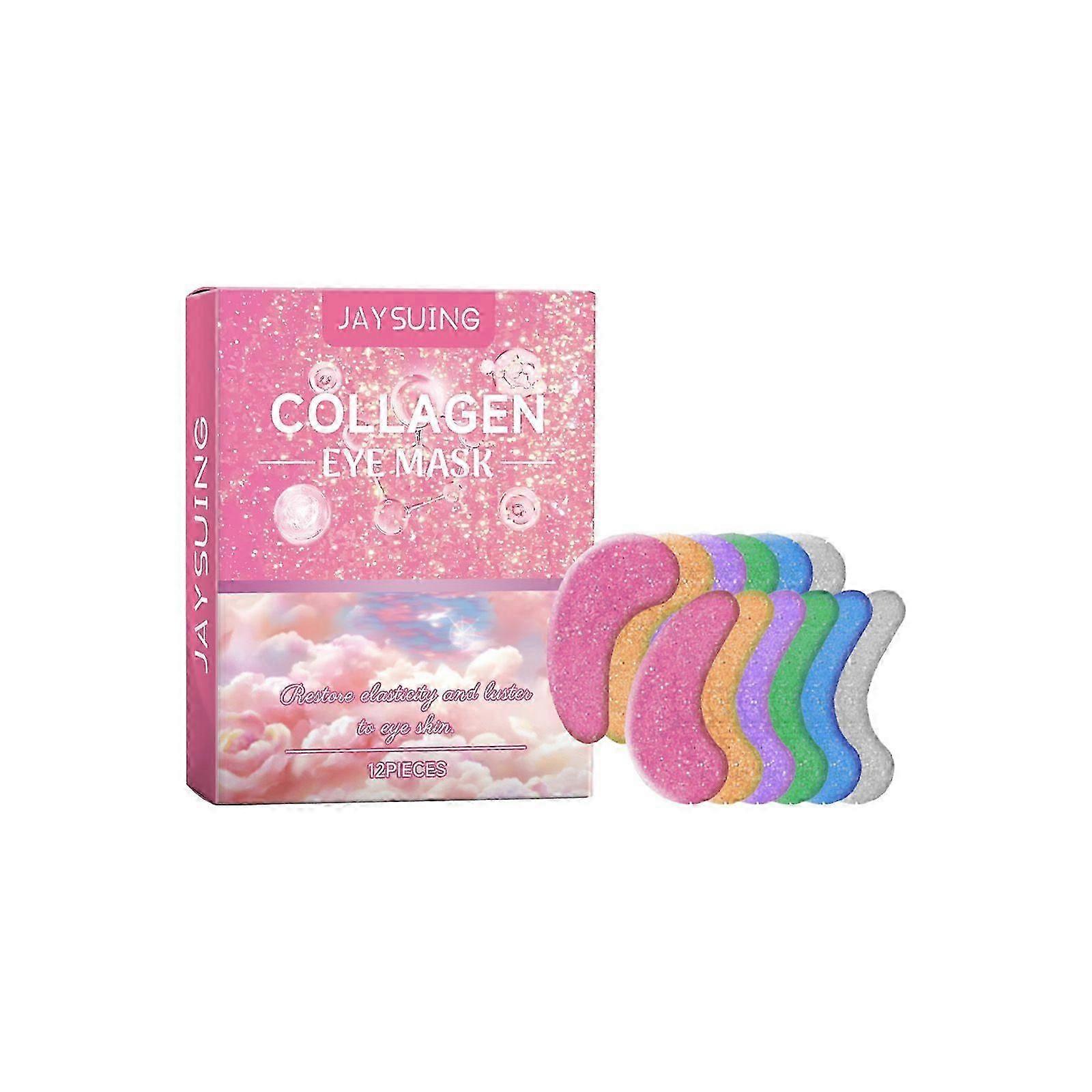 Hydrating Collagen Eye Mask with Strawberry & Hyaluronic Acid  Brighten, Reduce Dark Circles & Fine Lines (12 Pcs)
