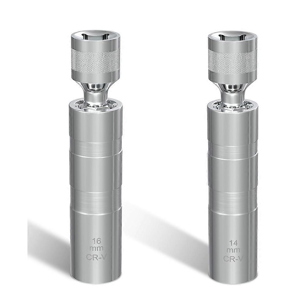 14mm&16mm Spark Plug Socket Set, Thin Wall 3/8Inch Drive Spark Plug Socket Removal Tool, 12 Point, for Most Car Models