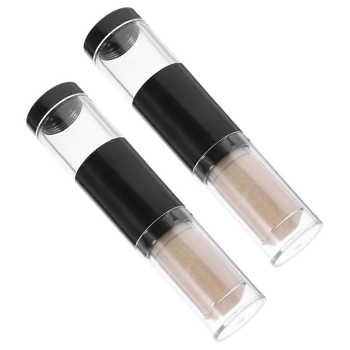 Portable Powder Makeup Brush Set with Refillable Bottle, Soft Bristles for Travel and Precise Application