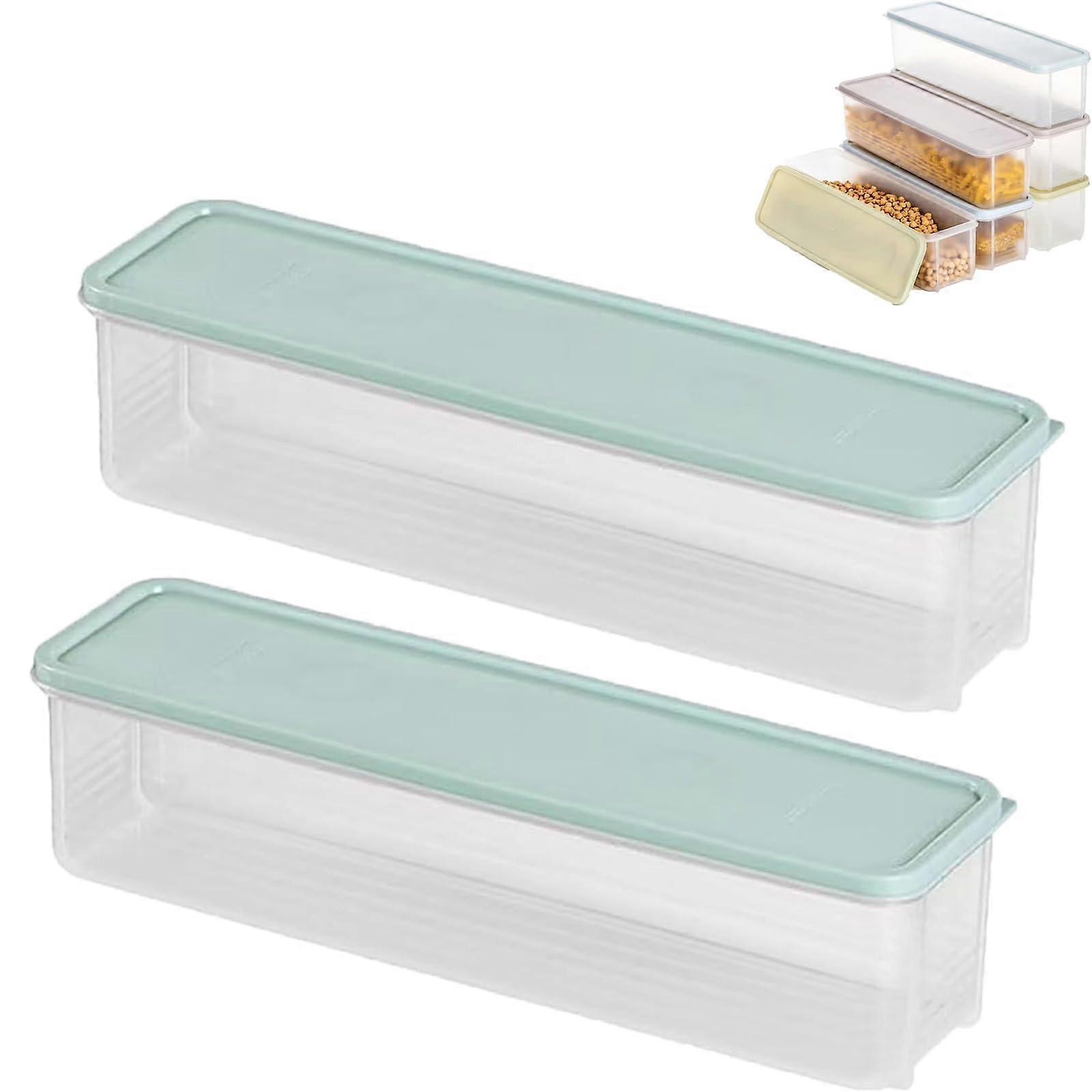 Pasta Storage Containers with Airtight Locking Lid, Stackable Clear Kitchen Organizer Box, Blue 2pcs