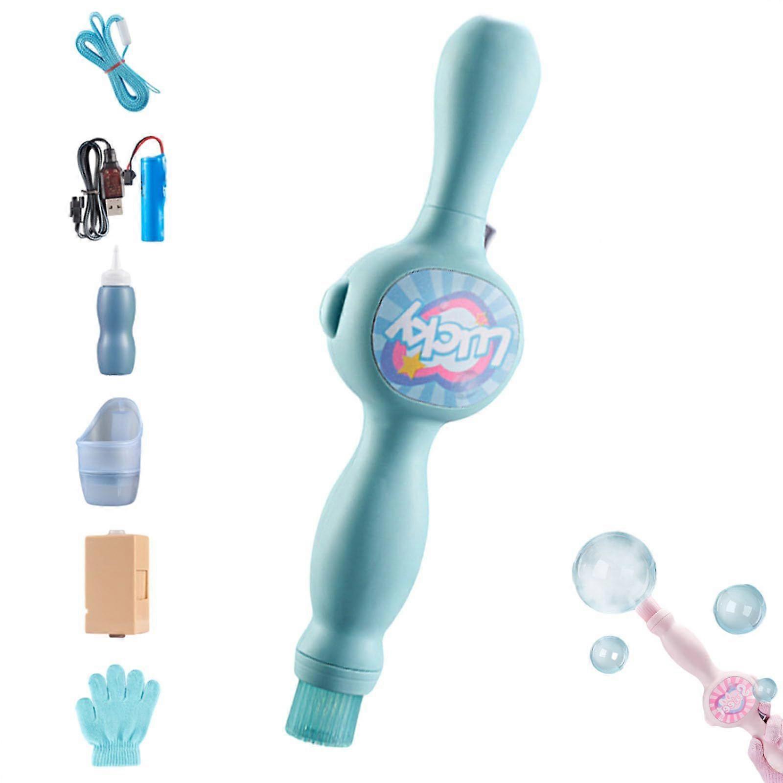 Magic bubble wand, fog bubble machine, smoke bubble machine, portable interactive fog bubble machine (blue)