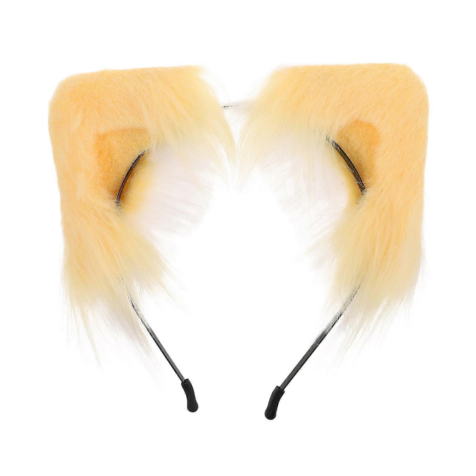 Fluffy Cat Ears Headband for Decoration Comfortable Yellow