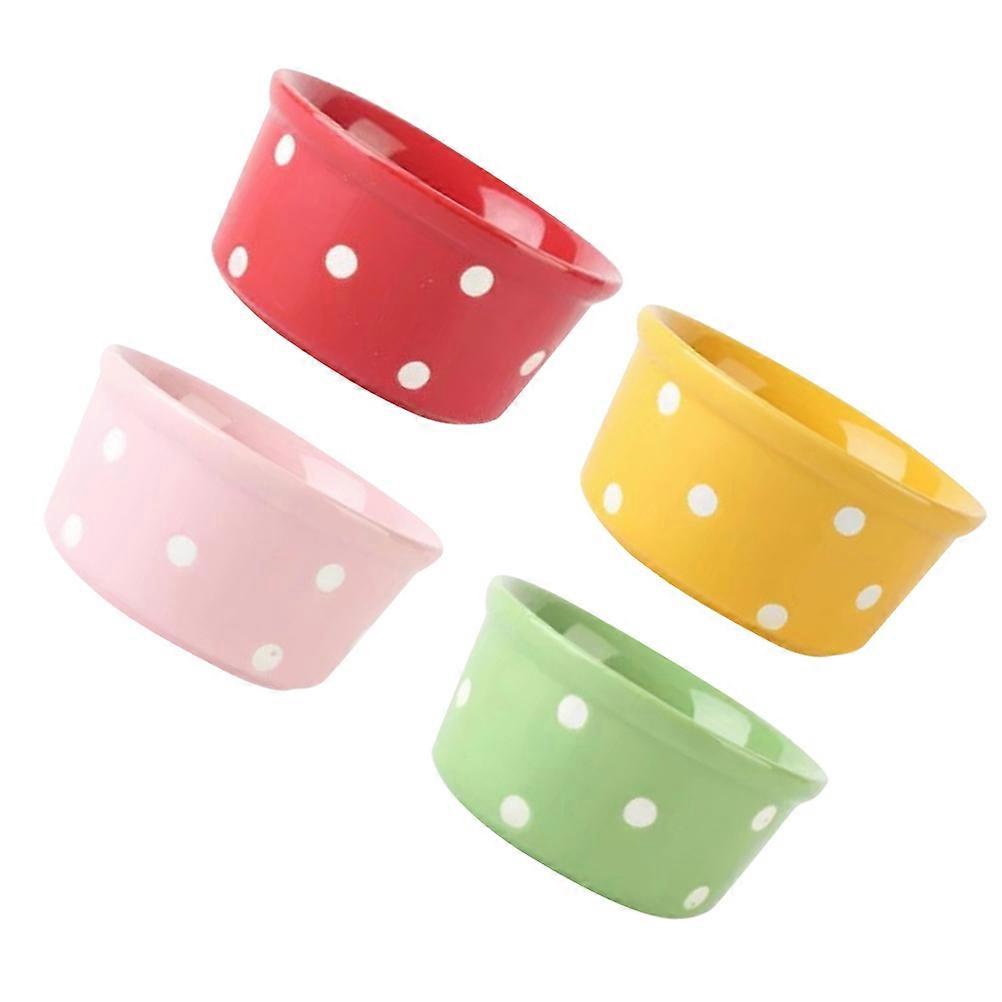 Ramekins Baking Cups Dessert Baking Bowl Kitchen Cooking Red Ceramic Steaming Eggs 4Pcs