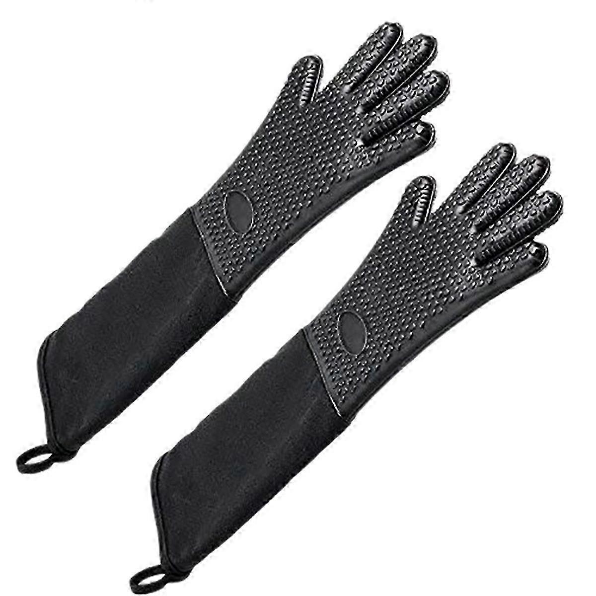 Heat Resistant Extra Long Silicone Oven Mitt for Kitchen Baking with Internal Cotton Layer