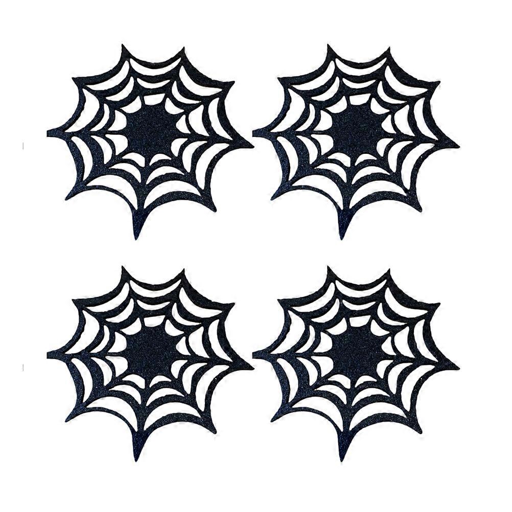 Halloween Coasters Spider Web Placemat for Table Protection 2Pcs Black