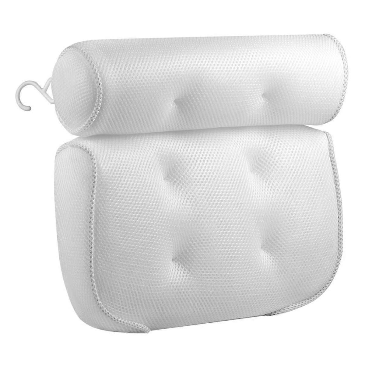Bath Pillow with Six Suction Cups, Ergonomic Neck Support, Quick Dry Mesh for Spa Bathtub