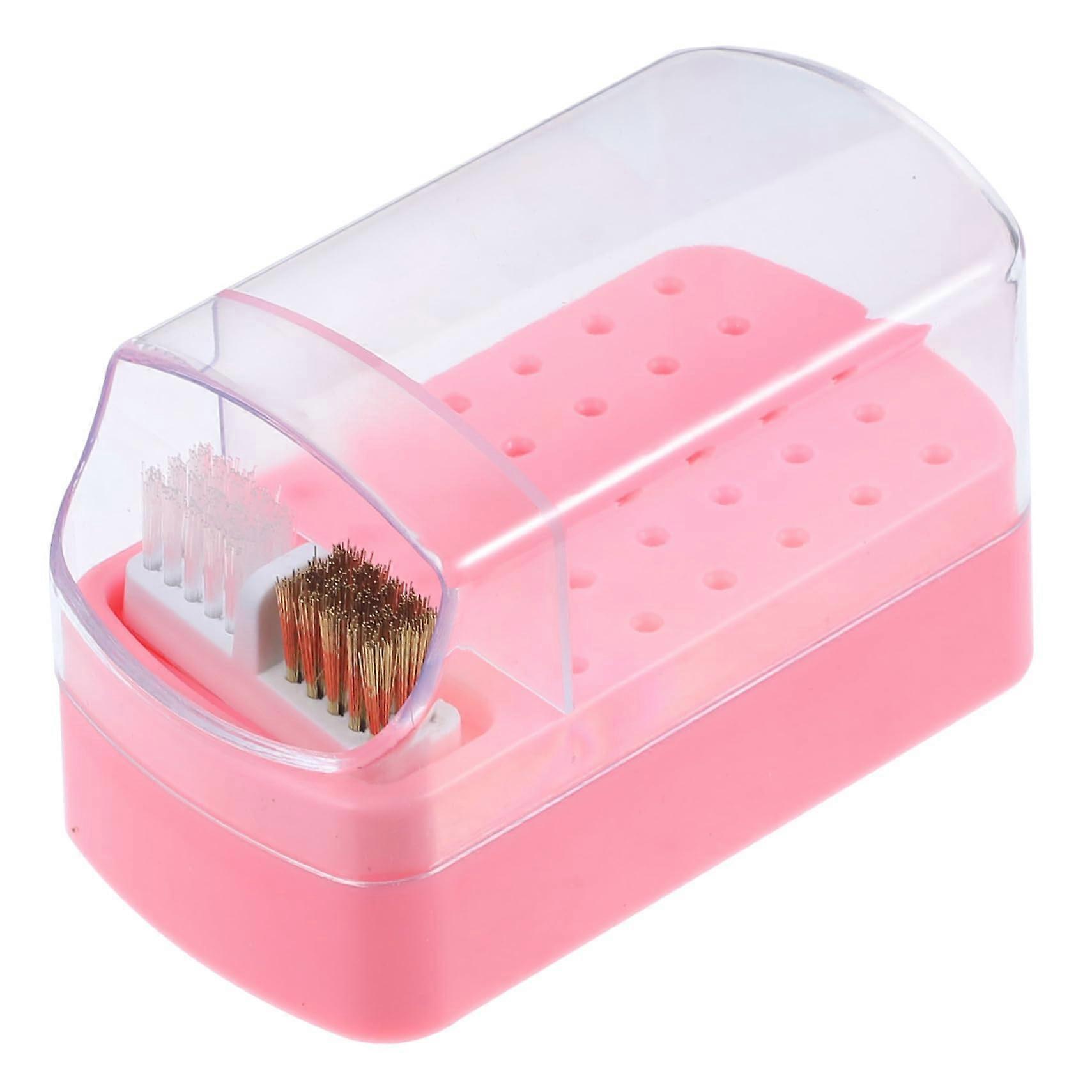 Nail Drill Bit Holder 30 Hole Organizer Box with Cleaning Function for Manicure Supplies