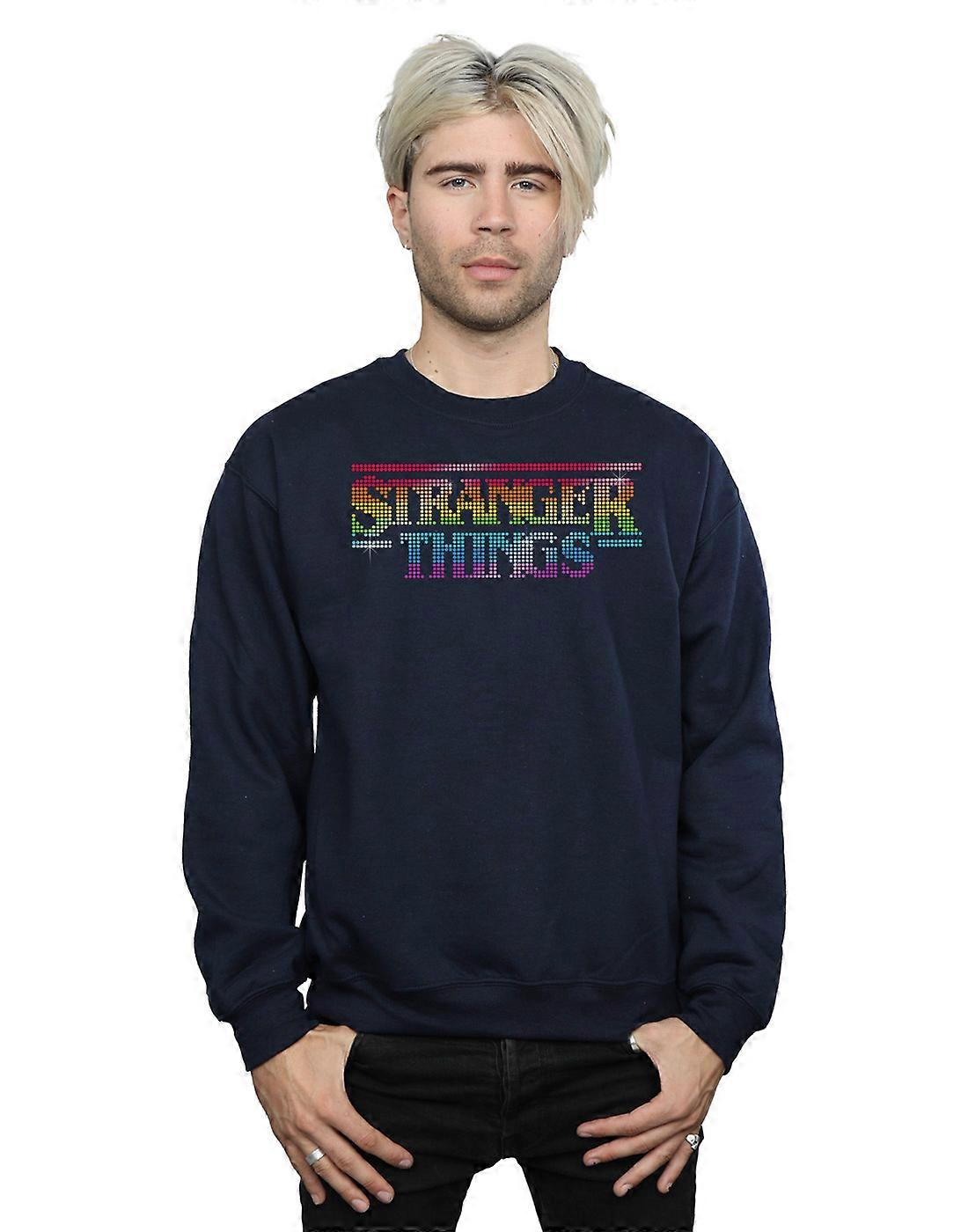 Netflix Men's Stranger Things Rainbow Dot Logo Sweatshirt