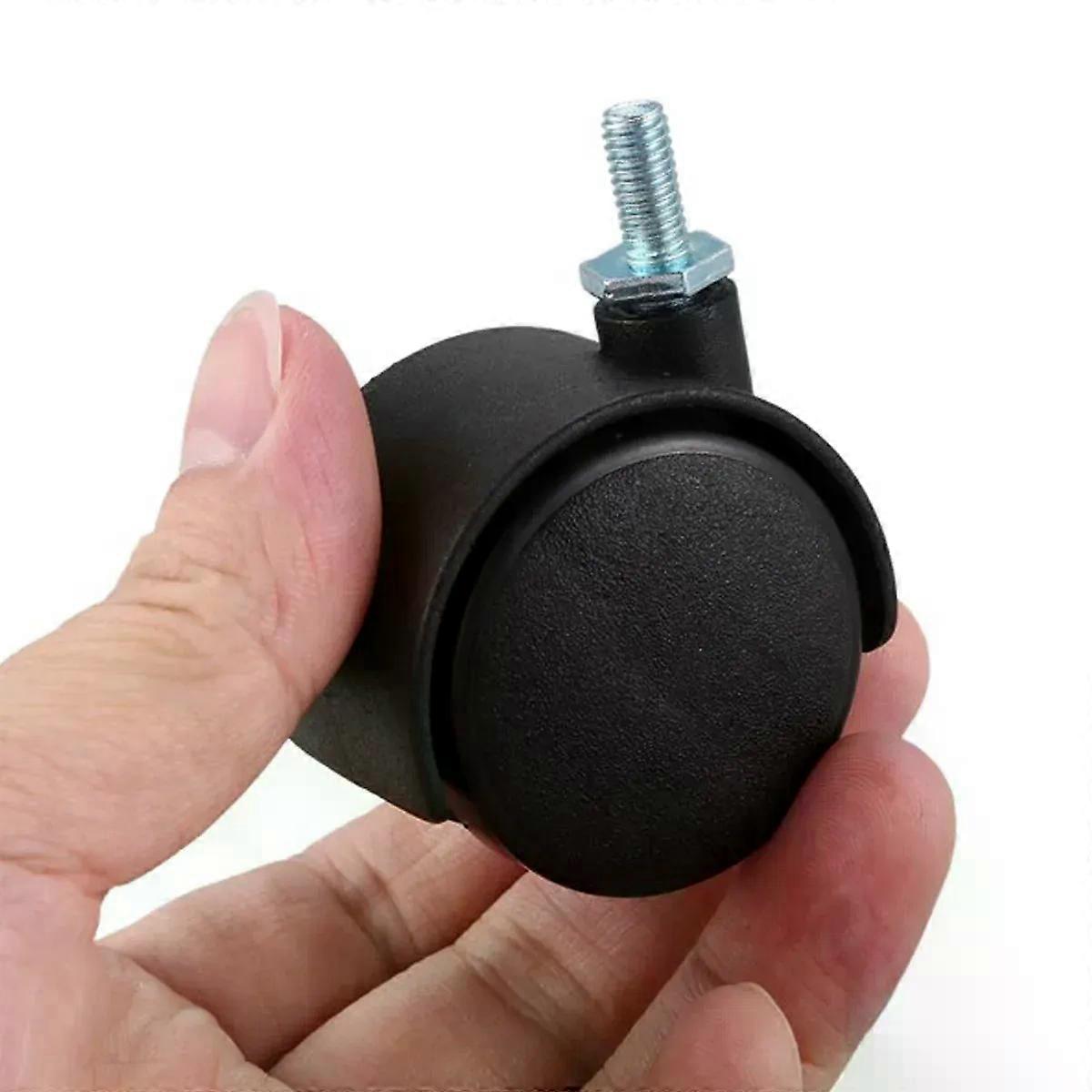 6mm Threaded Stem 40mm Dual Wheel Rotatable Caster Black