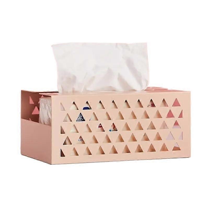 Pink Iron Tissue Box Cover and Holder, Decorative Rectangular Storage Organizer for Home and Office