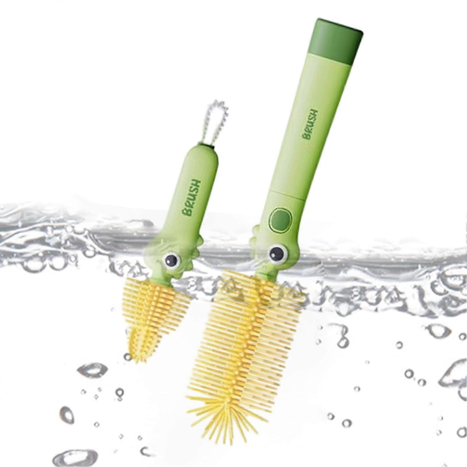 Water Bottle Brush with Ergonomic Curved Handle for Deep Cleaning, Scratch Bristles